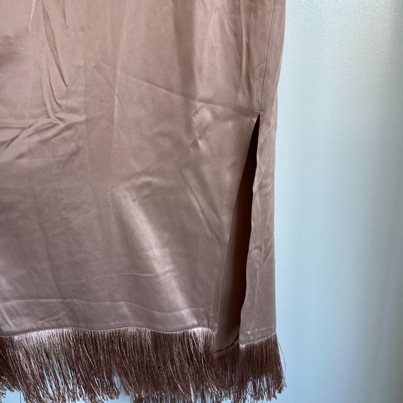 NWOT Lunya Washable Silk Slip Dress Strappy Fringe Side Slits Otium Tan Sz Large - Picture 5 of 8